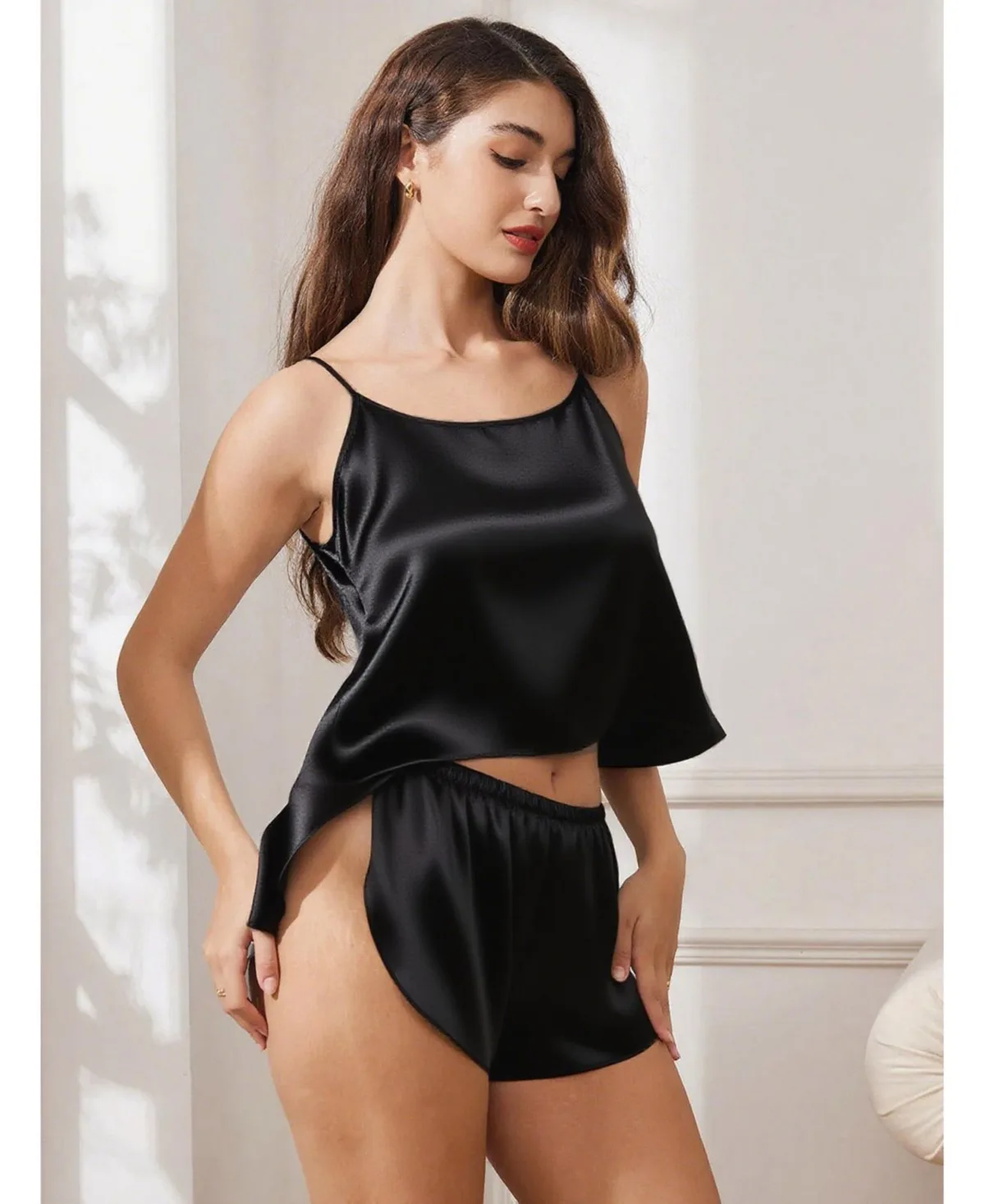 Adjustable Spaghetti Strap Pure Silk Camisole Set