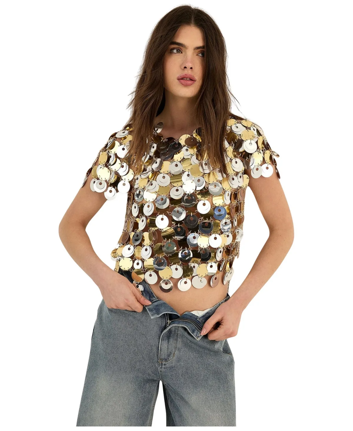 Chainmail Disc Short Sleeve Top by Nasty Gal