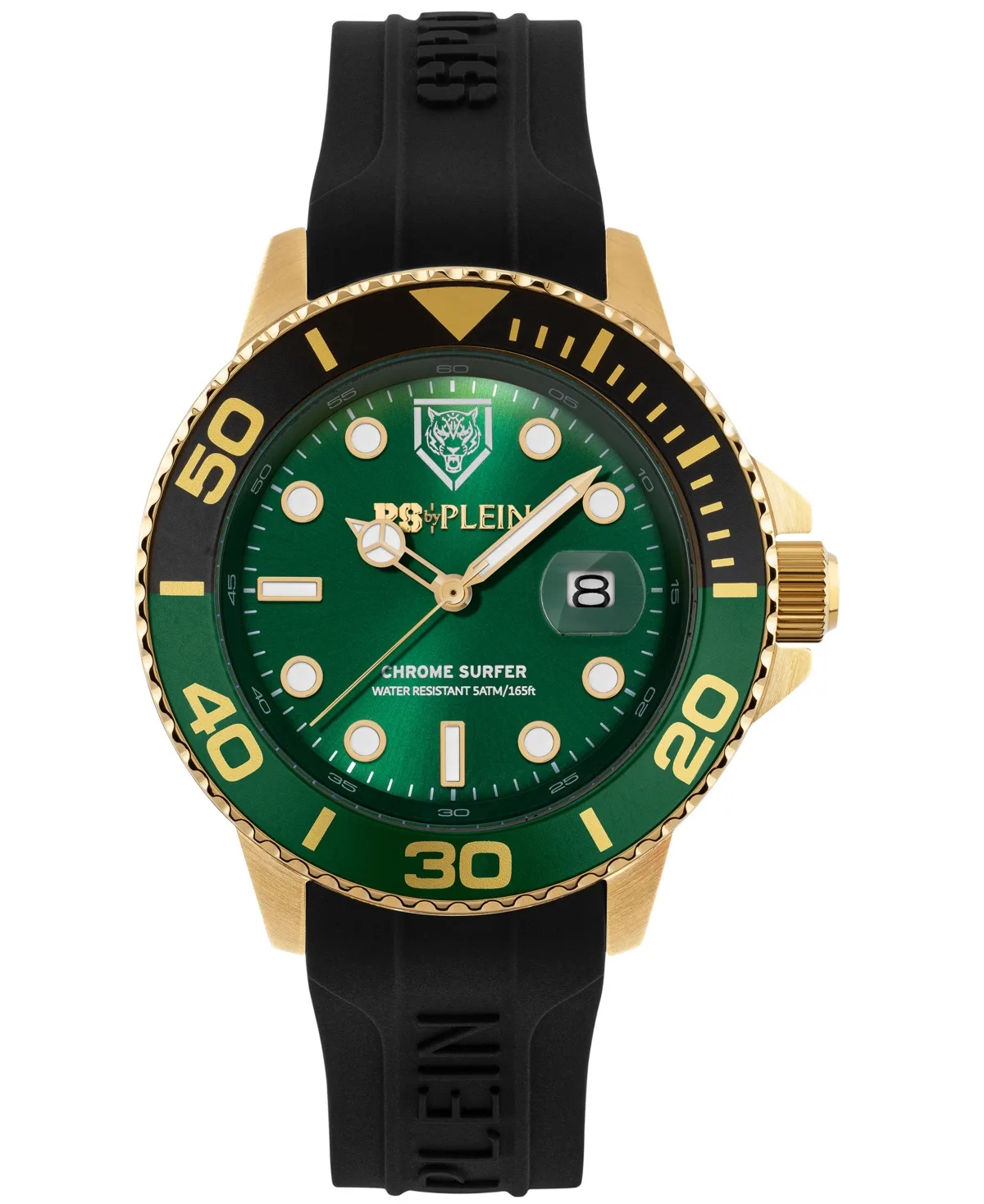 Chrome Surfer Quartz Round Ip Yellow Gold Case Watch 43mm by Plein Sport