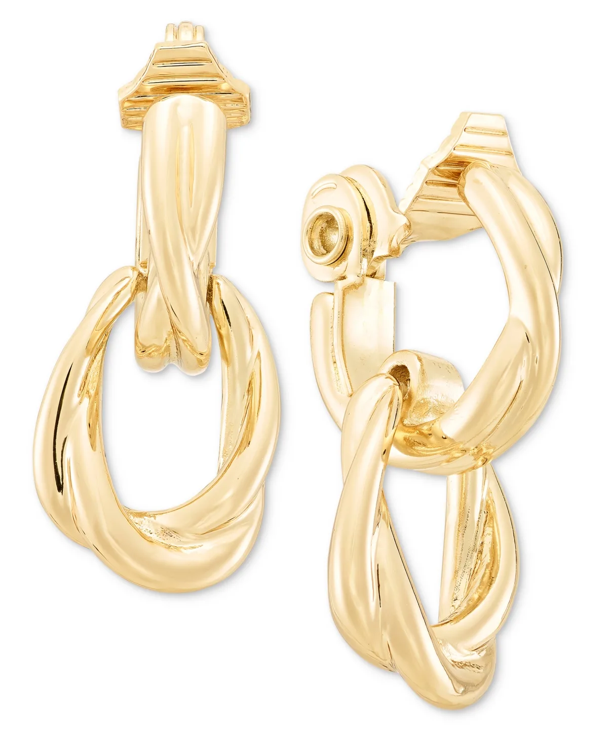Twisted Doorknocker Clip-On Mixed-Metal Earrings