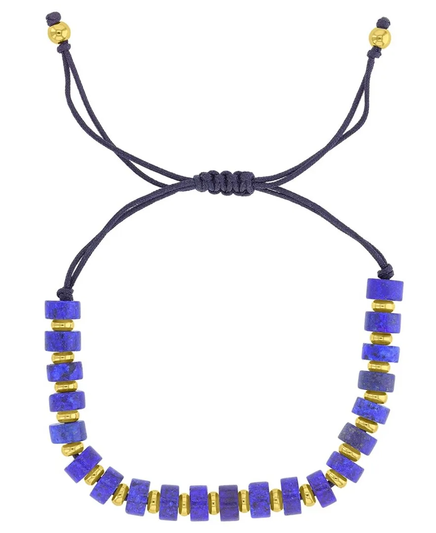 18k Gold-Plated Steel Lapis Beads Adjustable Bracelet by Quiksilver