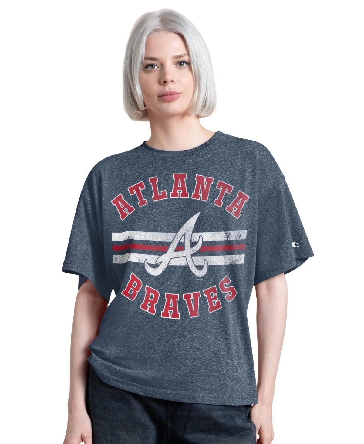 Atlanta Braves Jump Shot Boyfriend Tri-Blend T-Shirt by Starter