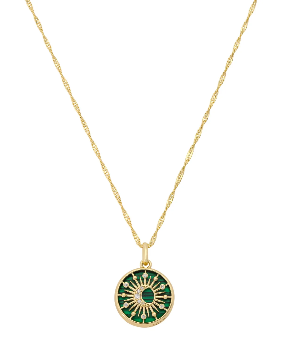 Cubic Zirconia and Malachite Sunburst Gold-Tone Necklace by Unwritten