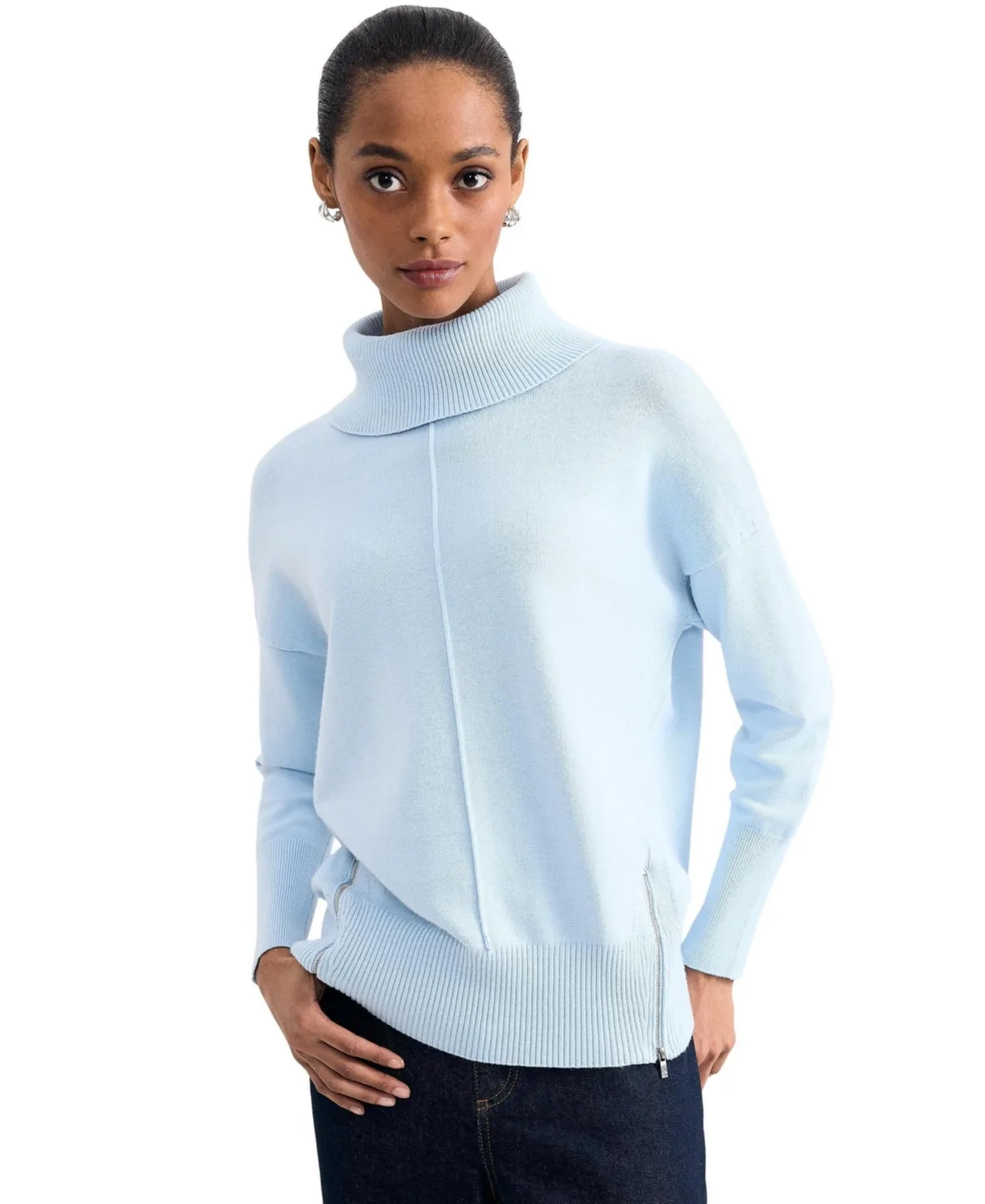 Steph Turtleneck Long-Sleeve Side-Zip Sweater by Phase Eight
