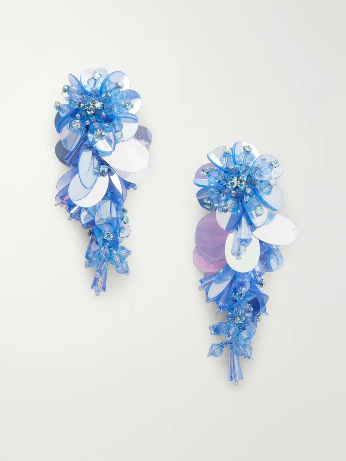 - Bouquet Tasseled Beaded Gold-tone Crystal Clip Earrings -