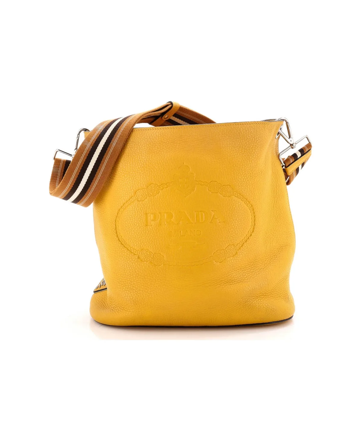 Pre-Owned Prada Medium Logo Bucket Messenger Bag Vitello Phenix by Prada