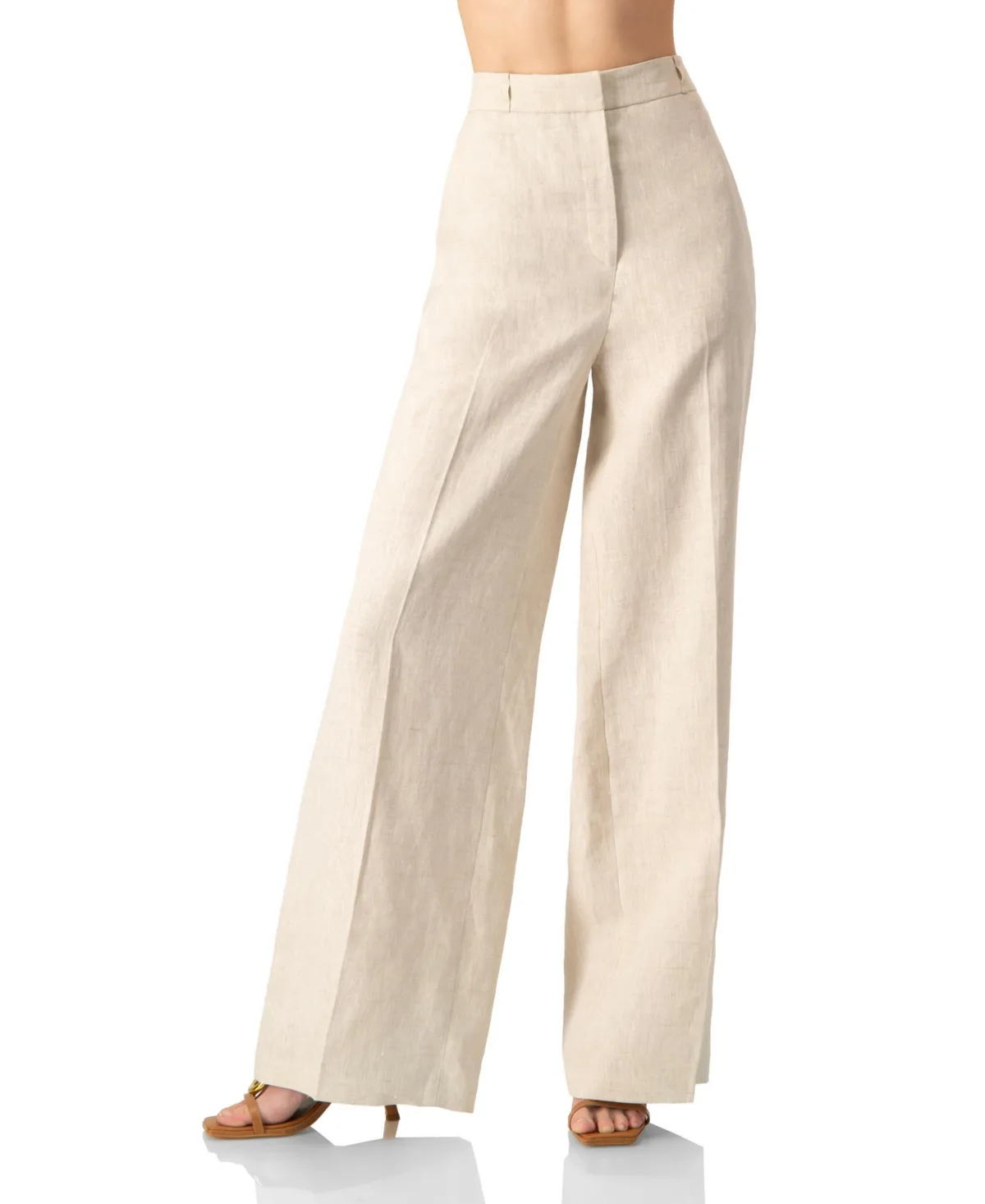 High-Waist Wide-Leg Linen Pants by Ivonne