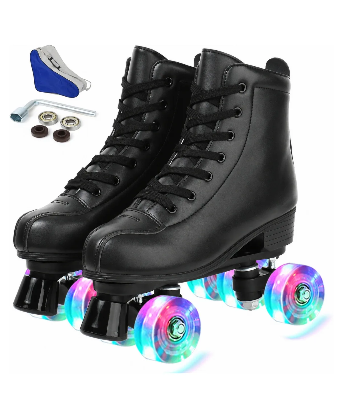 Shiny Double Row Four Wheel Roller Skates with Storage Bag by Furlihong