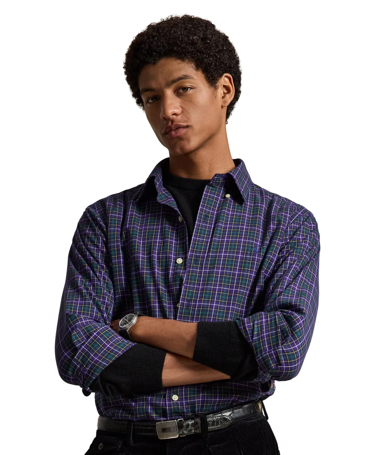 Classic-Fit Plaid Twill Shirt