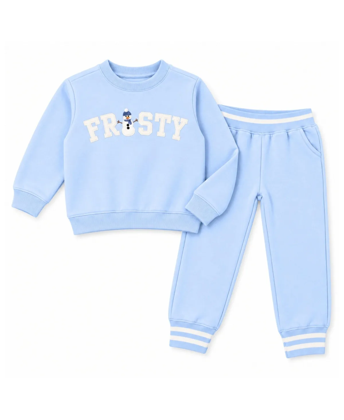 Frosty Snowman Applique Long-Sleeve Sweatshirt and Joggers, 2-Piece Set by Bits & Bows