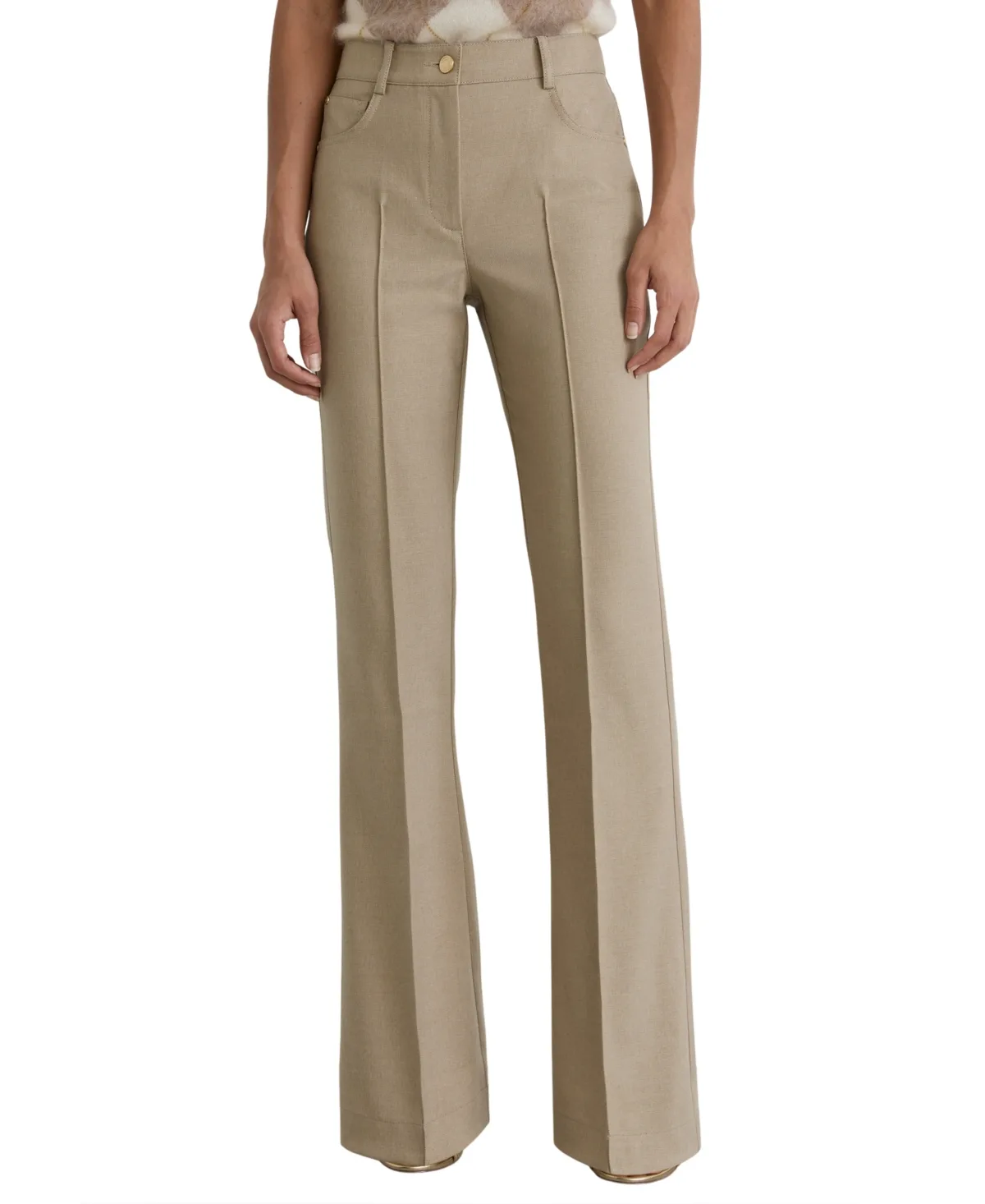Sofia Flared Twill Seam-Detail Pants by Reiss