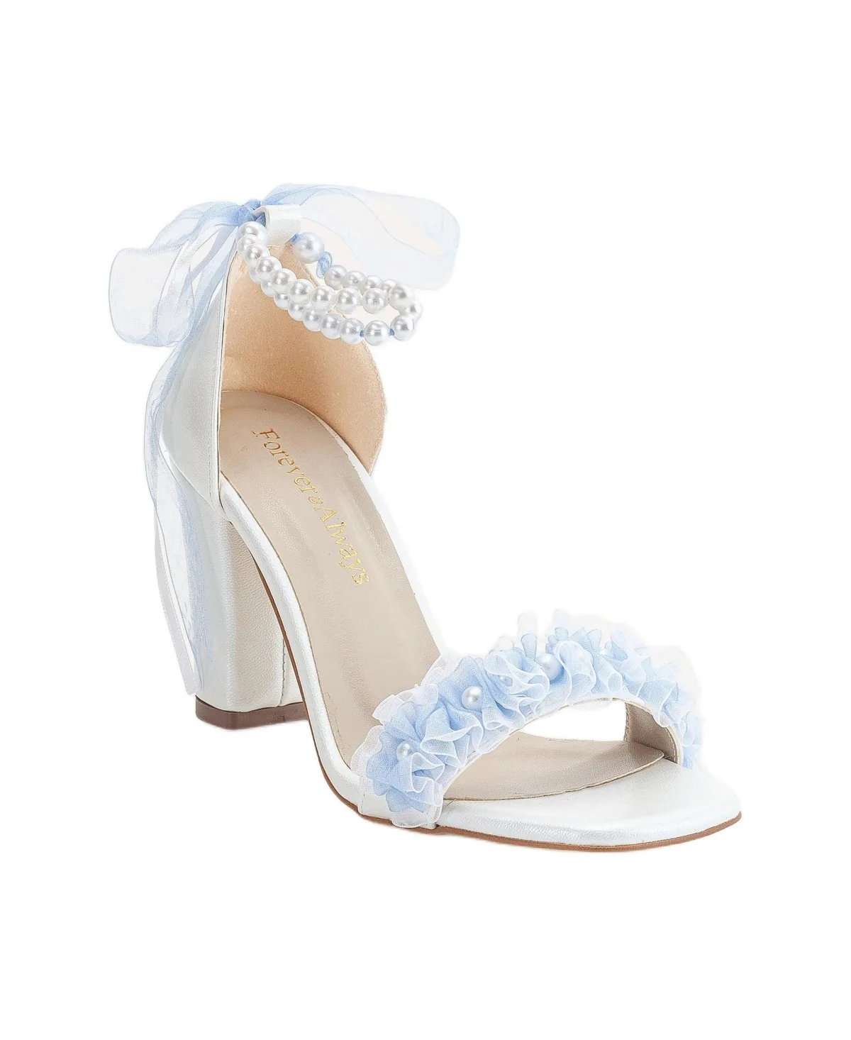 Michelle Lace Bridal Sandals with Pearls by Forever & Always Shoes