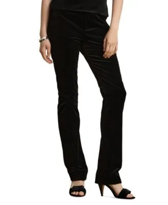 Stretch Velvet High Rise Straight Leg Pants by Ralph Lauren