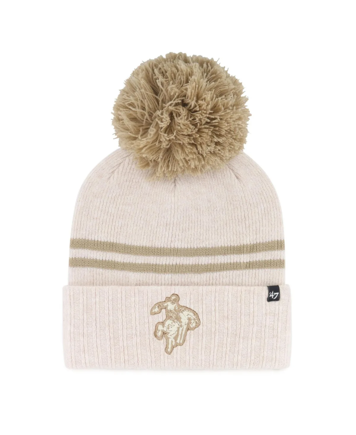 47 Brand Oklahoma State Cowboys Core Inline Latte Cuffed Knit with Pom Hat by 47 Brand
