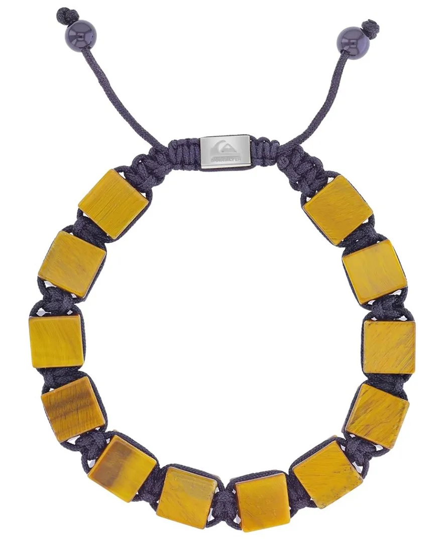 Quiksilver Platinum-Plated Steel Yellow Tiger Eye Adjustable Bracelet by Quiksilver