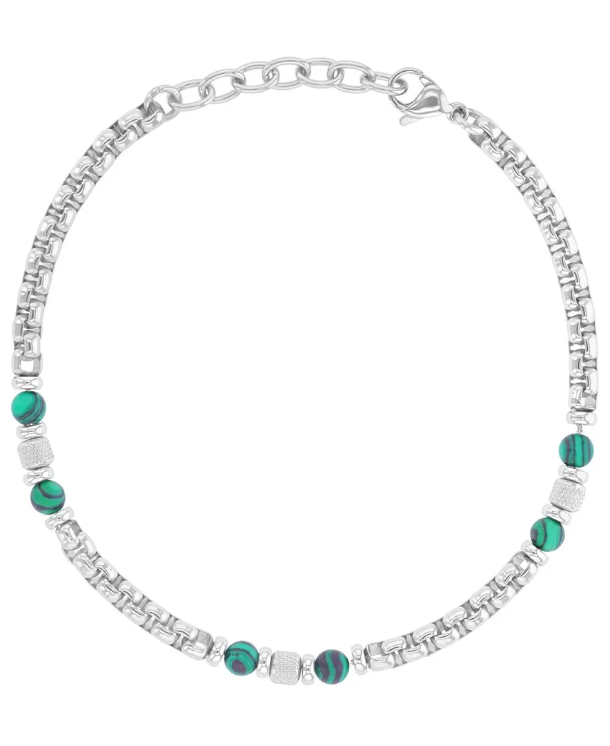 Quiksilver Platinum-Plated Steel Malachite Chain Bracelet