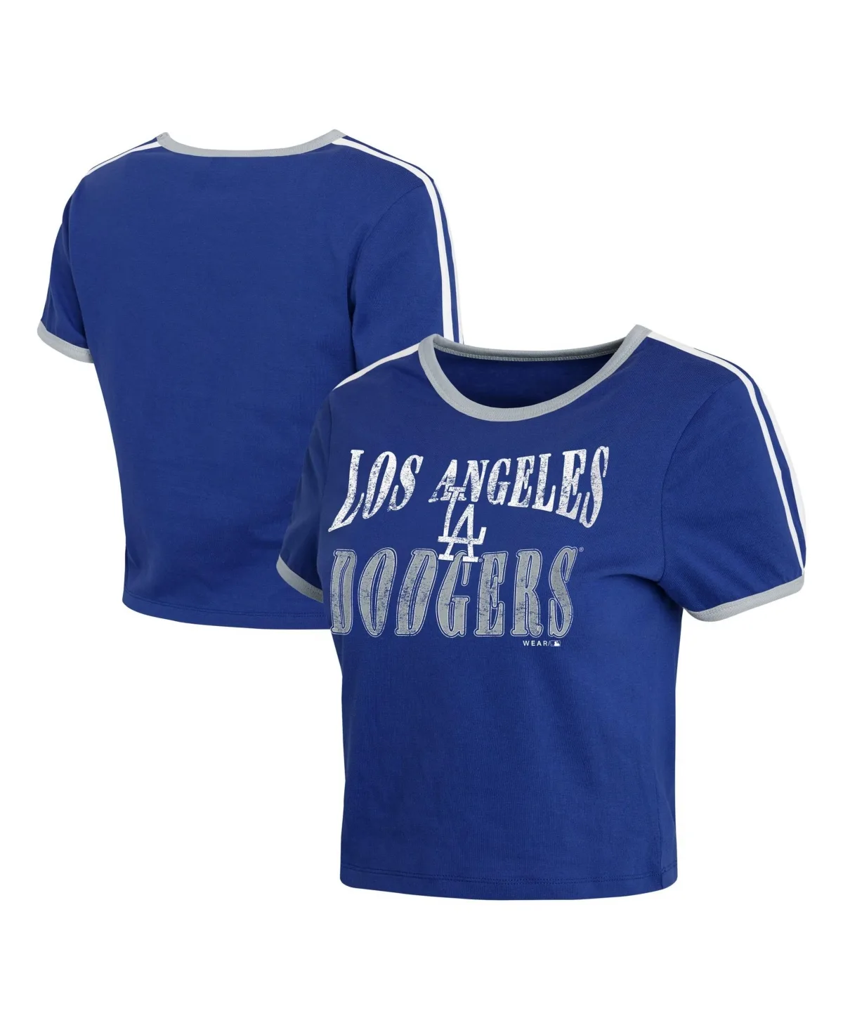 Wear by Erin Andrews Los Angeles Dodgers Cropped Throwback Ringer Baby T-Shirt by Wear by Erin Andrews