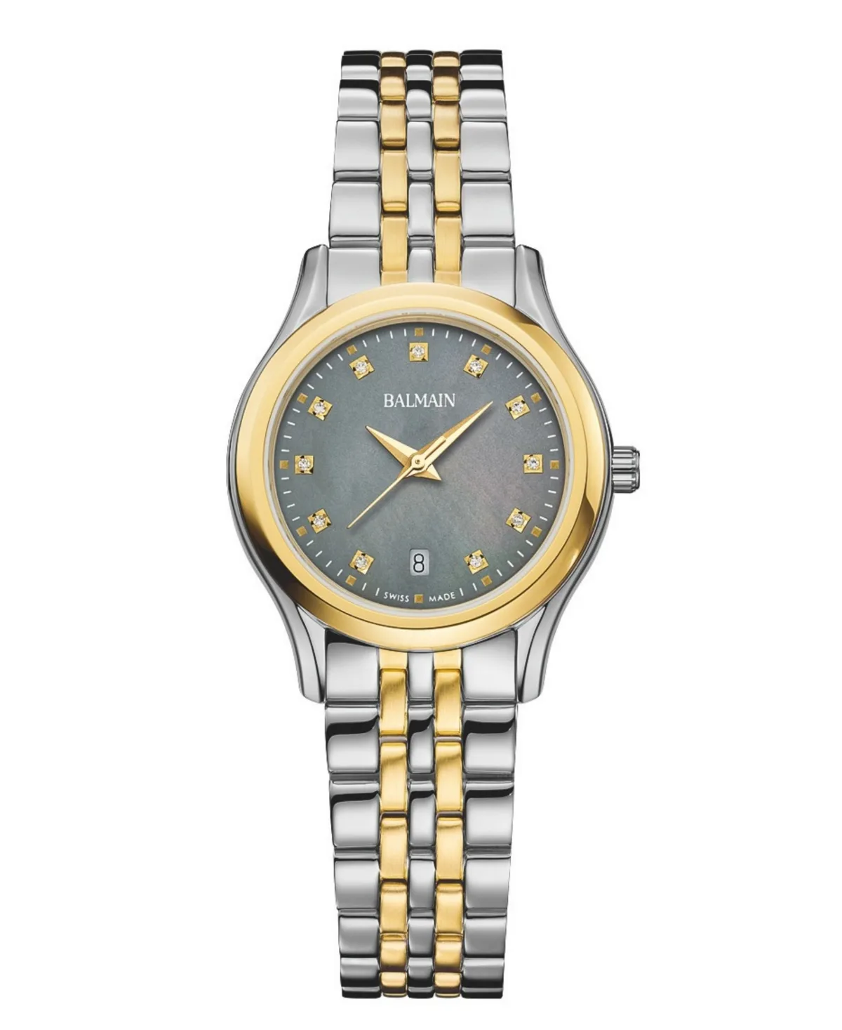 Swiss Quartz Beleganza Analog Date Two-Tone Stainless Steel Bracelet Watch 27mm