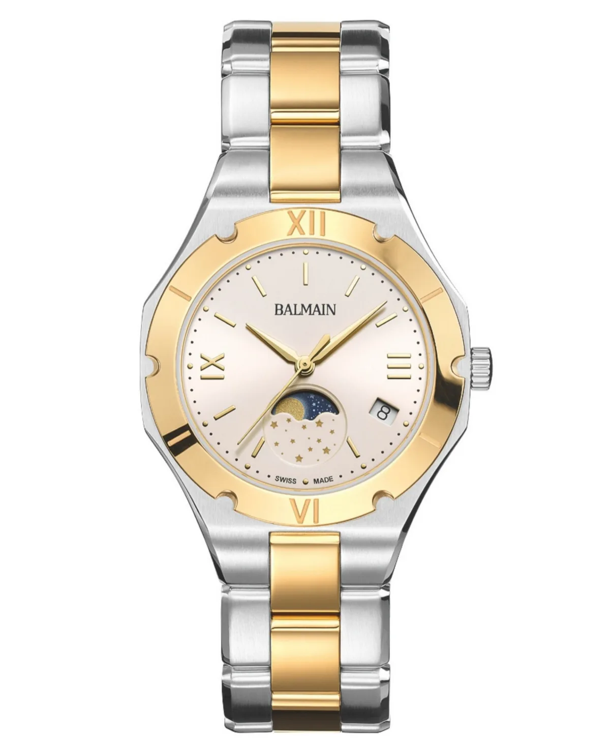 Be Balmain Swiss Moonphase Two-Tone Stainless Steel Bracelet Watch 33mm