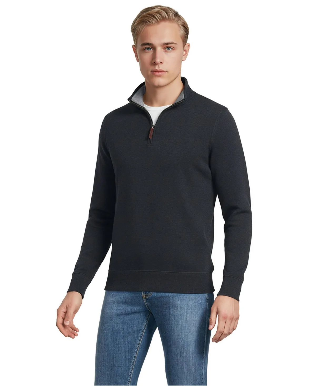 Bedford Rib Quarter Zip Sweater by Lands' End