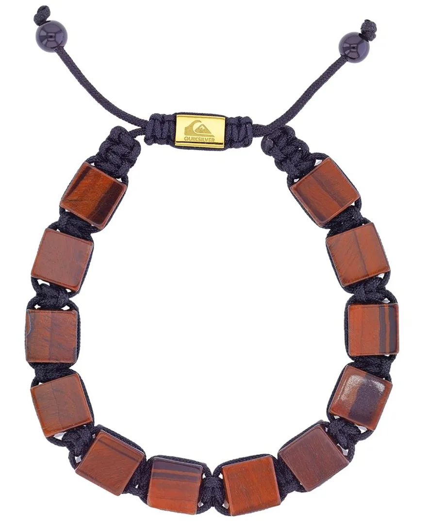 18k Gold-Plated Steel Red Tiger Eye Adjustable Bracelet by Quiksilver