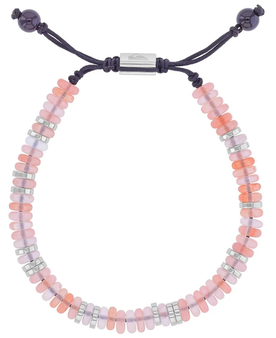 Platinum-Plated Steel Slider Onyx Pink Watermelon Adjustable Bracelet by Quiksilver