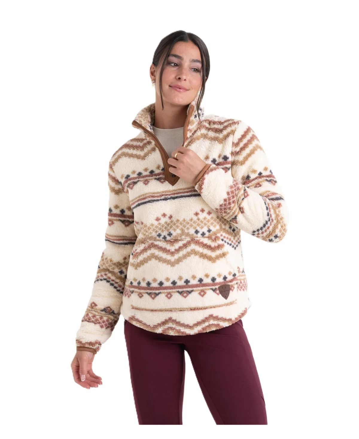 Fuzzy Hide Fleece Quarter-Zip Mock-Neck Pullover
