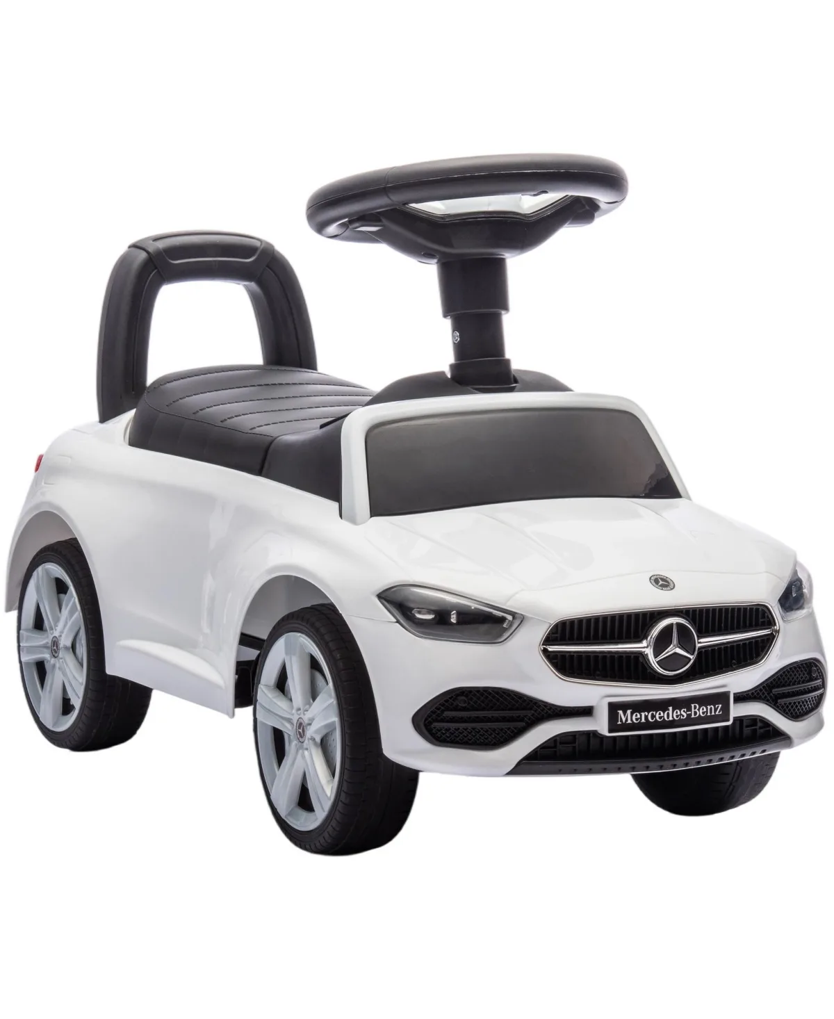 Mercedes-Benz C-Class Anti-Tip Ride-On Car with Horn and Engine Sounds, Ages 18-36 Months by Qaba
