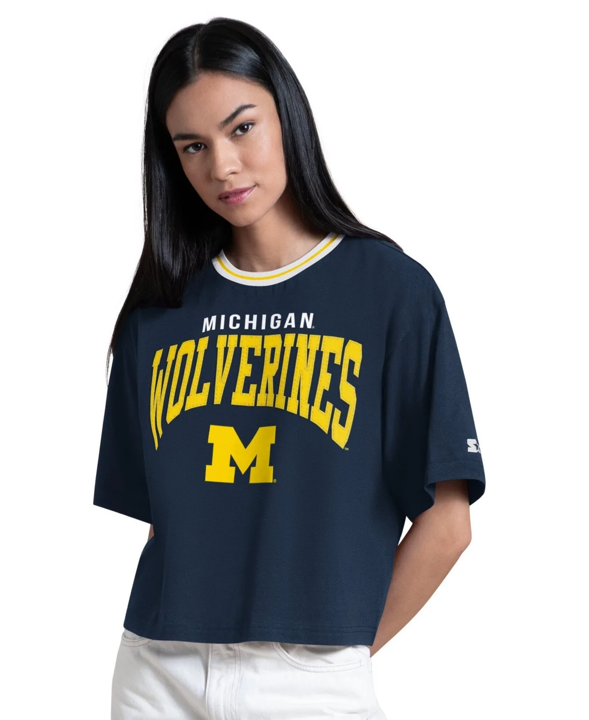 Michigan Wolverines Ace Cropped T-Shirt by Starter