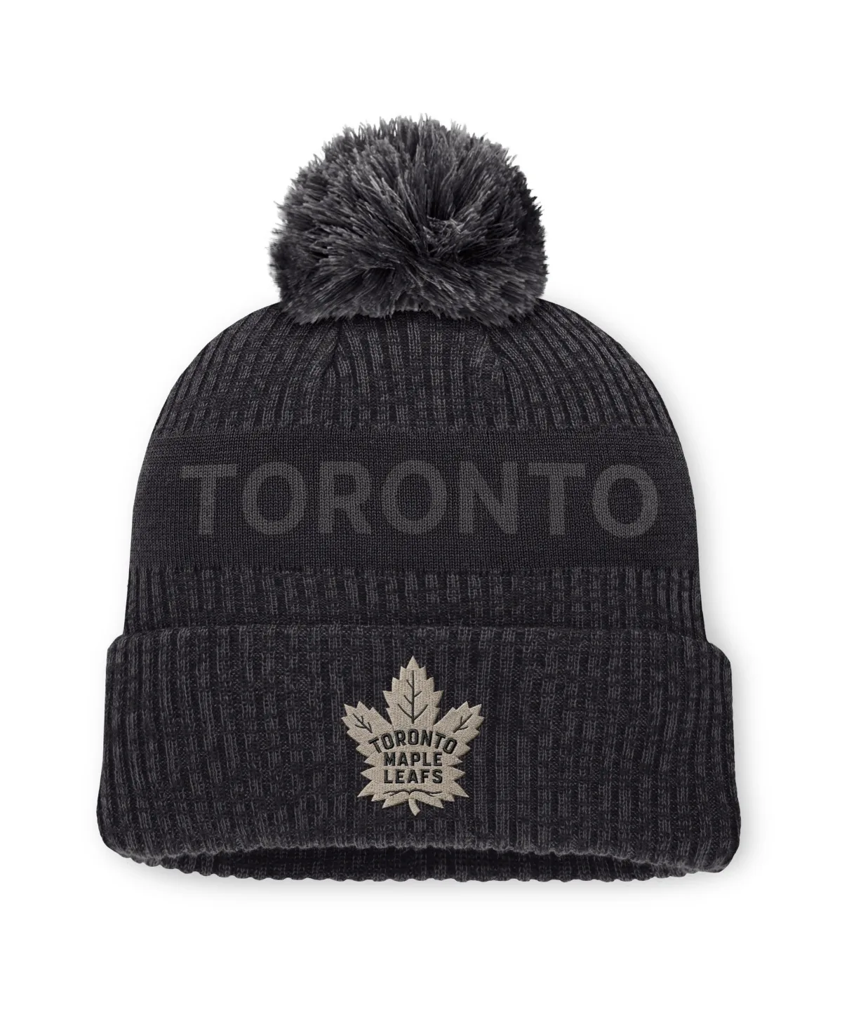 Toronto Maple Leafs Road Phantom Cuffed Knit with Pom Hat by Fanatics