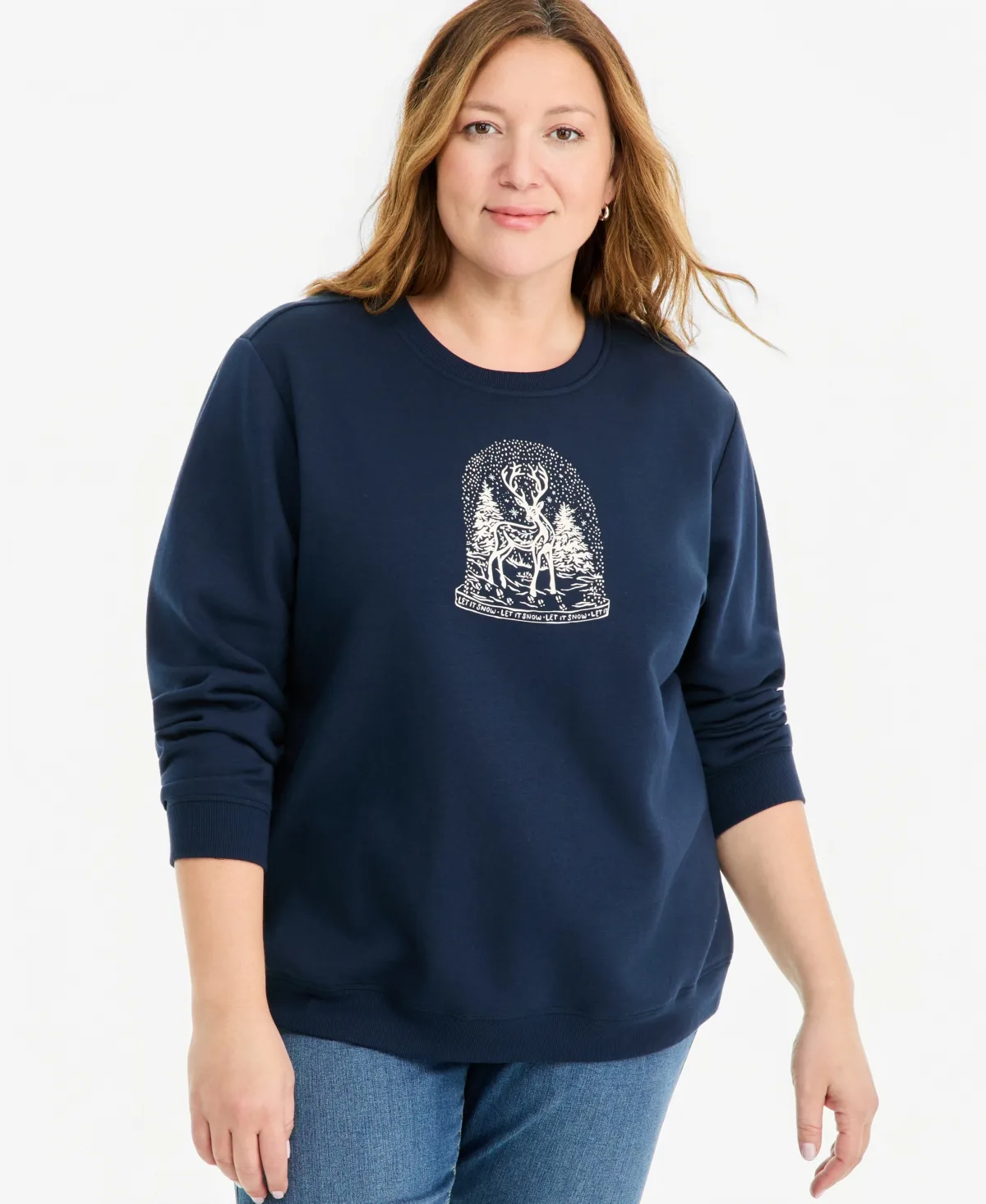 Printed Fleece Crewneck Sweatshirt by Style & Co