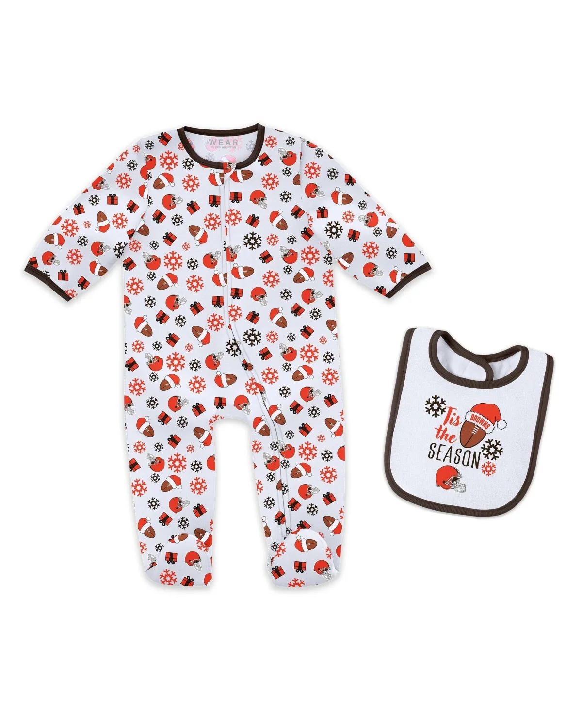 Cleveland Browns Holiday Full-Zip Sleeper Bib Set by Wear by Erin Andrews