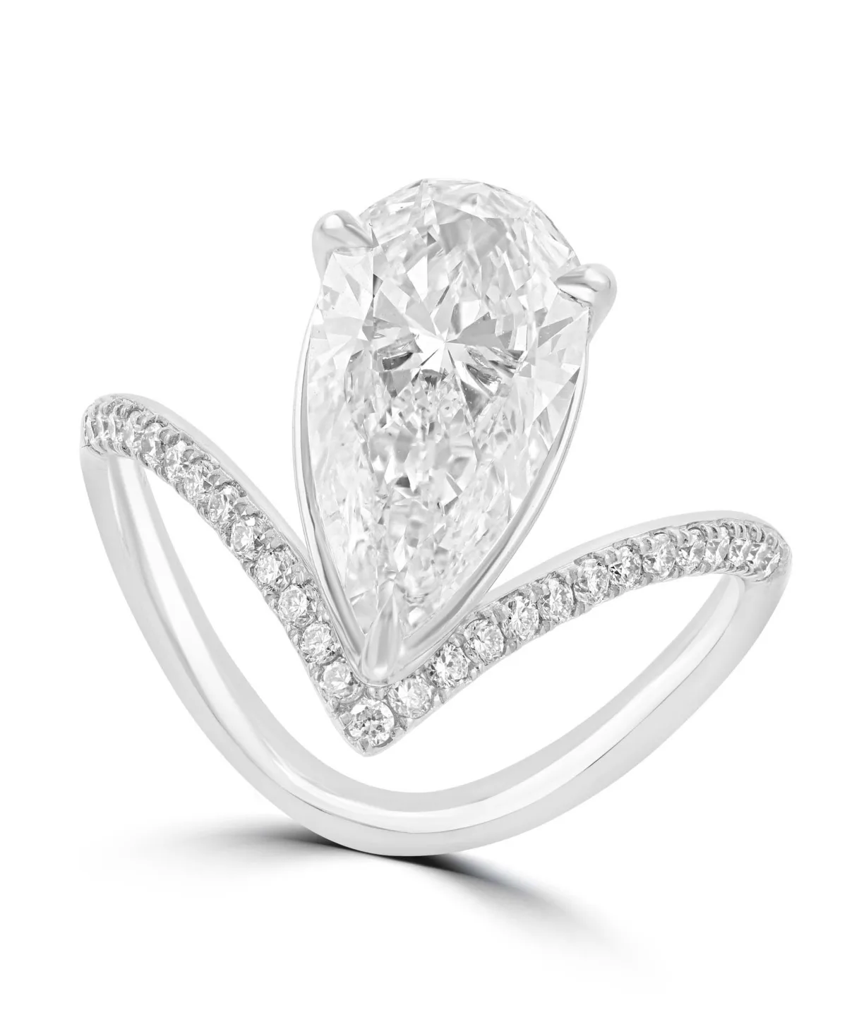 Certified Lab Grown Diamond Pear Ring (3-1/5 ct. t.w.) in 14k White Gold by Effy