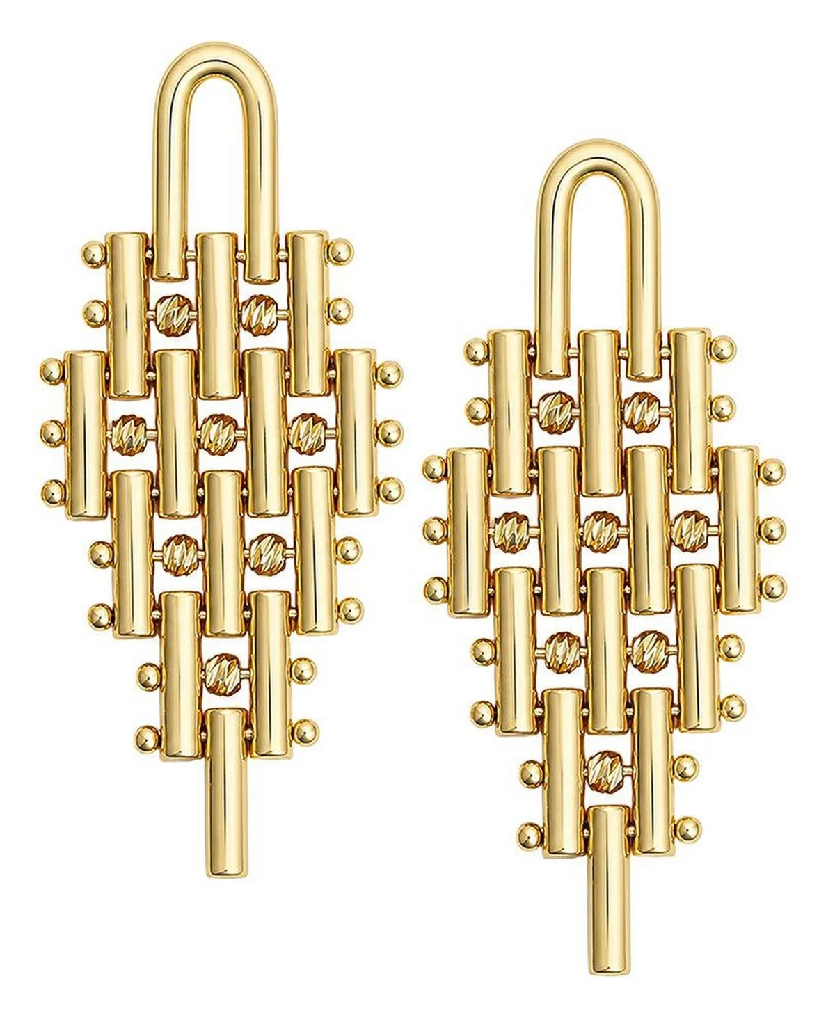 Gold-Tone Woven Lattice Chandelier Drop Earrings by Sohi