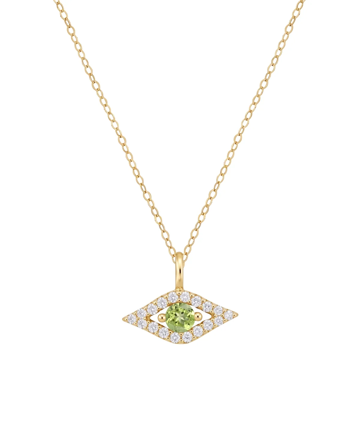 Peridot and Diamond Evil Eye Pendant (1/10 ct. t.w. Peridot and 1/10 ct. t.w. Diamond) in 14k Gold by Macy's