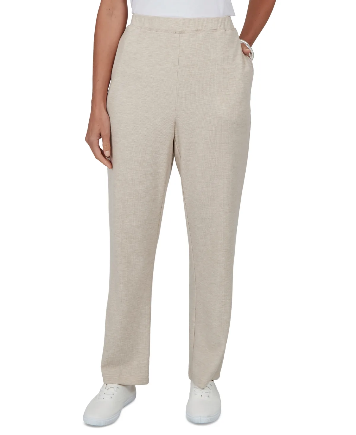 Pull-On Elastic Waist Straight Pants - Stone by Alfred Dunner