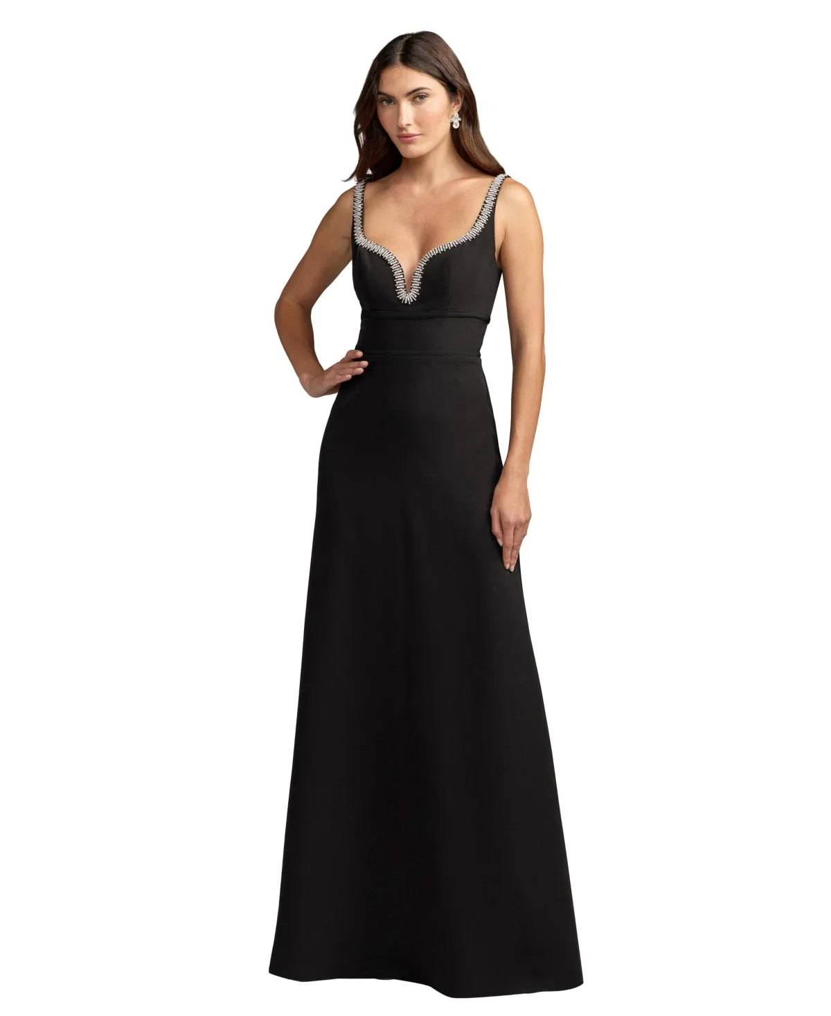 Mac Duggal Crystal-Embellished V-Neck A-Line Gown by M.A.C.