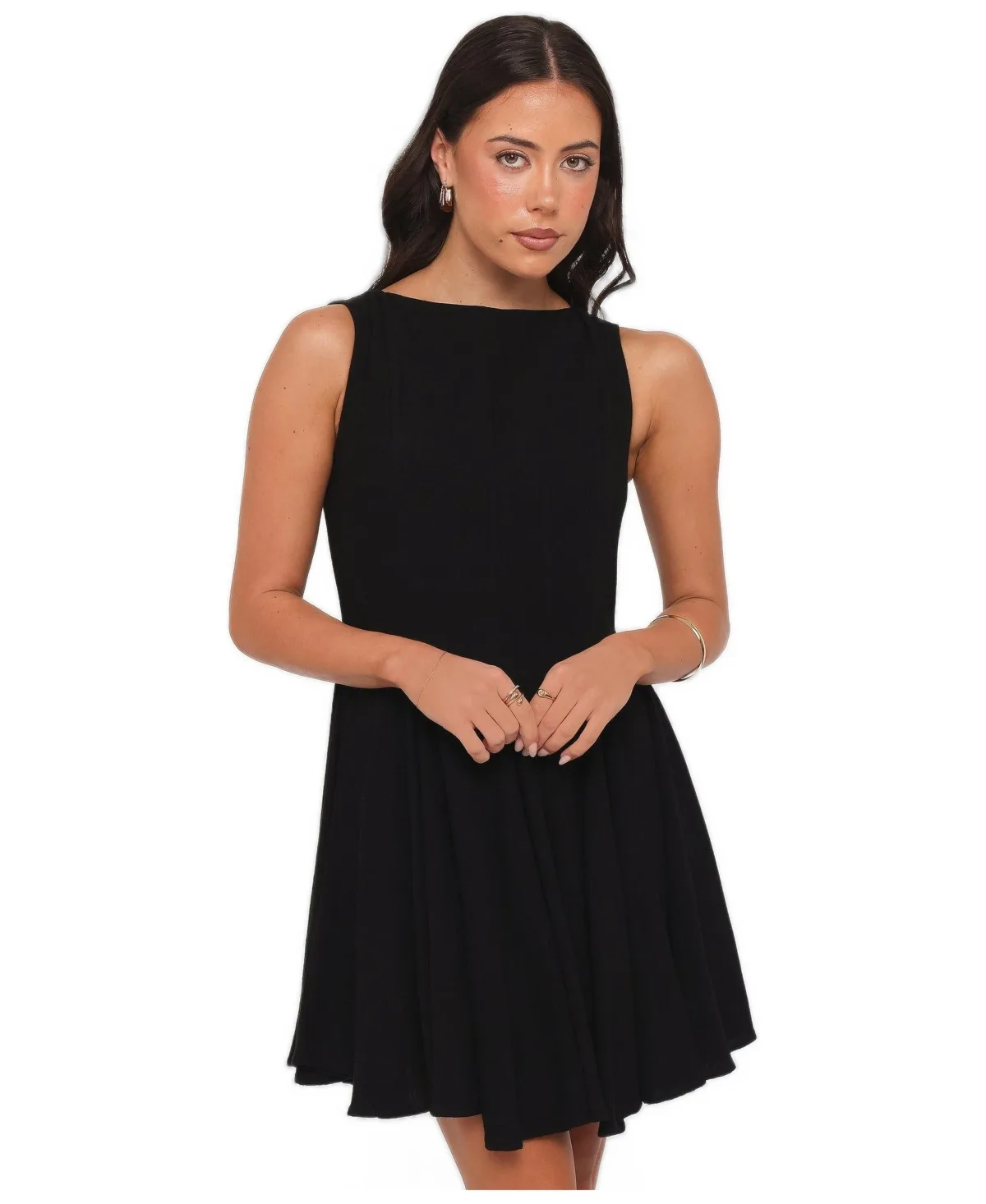 Vanity Boat Neck A-Line Mini Dress by Petal and Pup