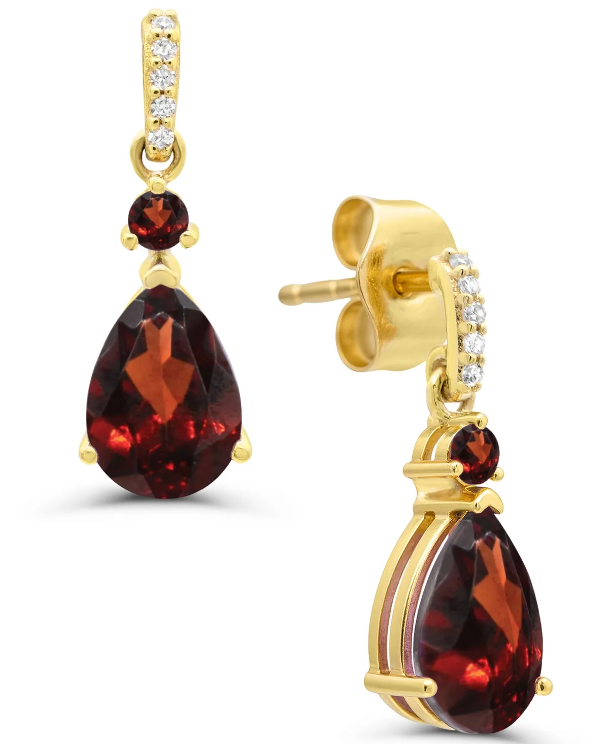 Garnet (1-1/2 ct. t.w.) Pear Drop Diamond Accent Earrings in 14k Gold-Plated Sterling Silver by Macy's
