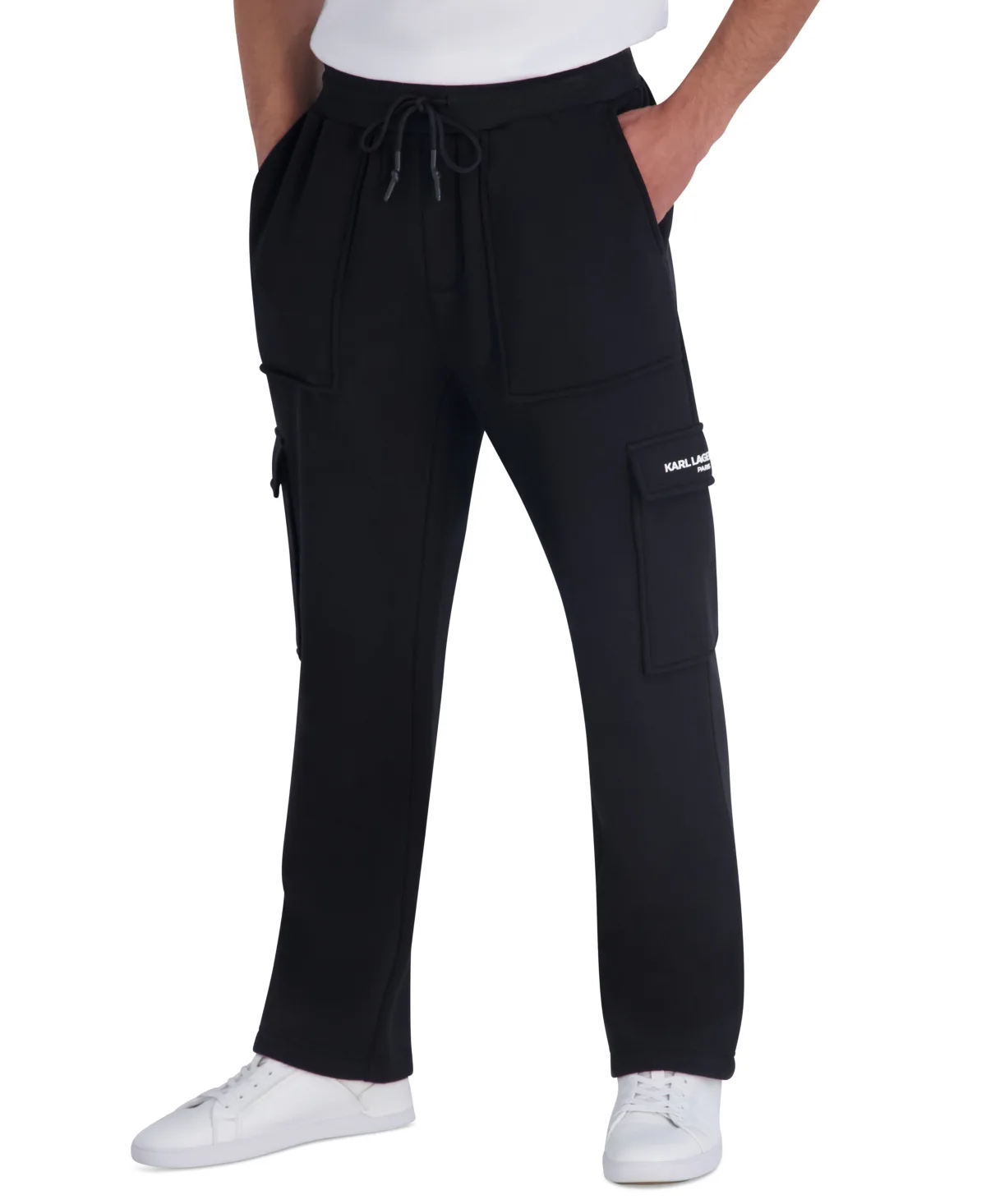 Cargo Open-Bottom Fleece Pants by Karl Lagerfeld
