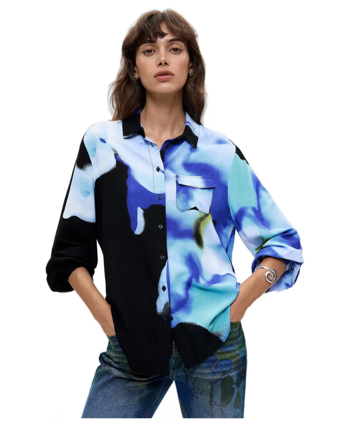Lacroix Long-Sleeve Button-Up Abstract-Print Shirt by Desigual