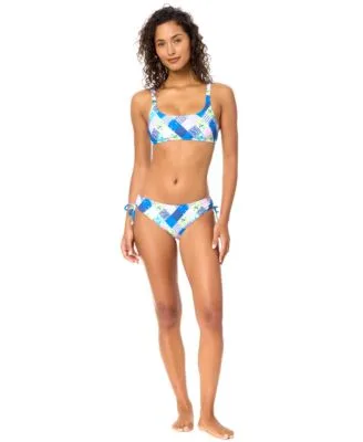 Printed Scoop Neck Swim Bikini Top Oahu Printed Pull on Swim Bottoms