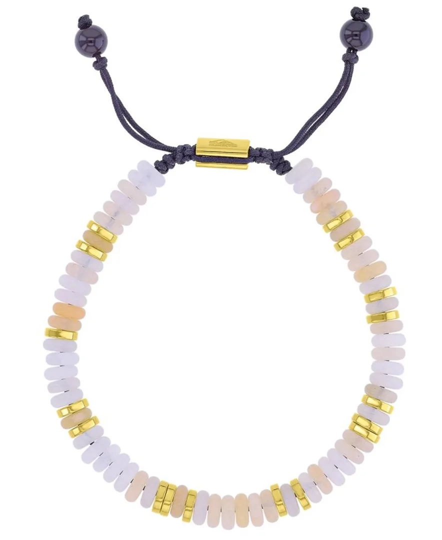 18k Gold-Plated Steel Yellow Slider and White Onyx Adjustable Bracelet by Quiksilver