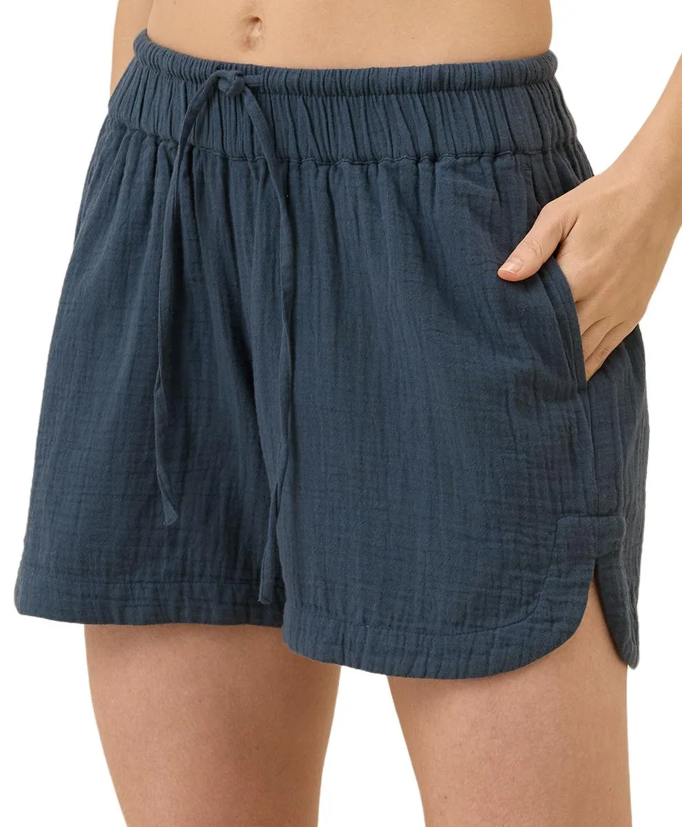 Organic Cotton Coastal Double Gauze Curved Hem Short by Pact