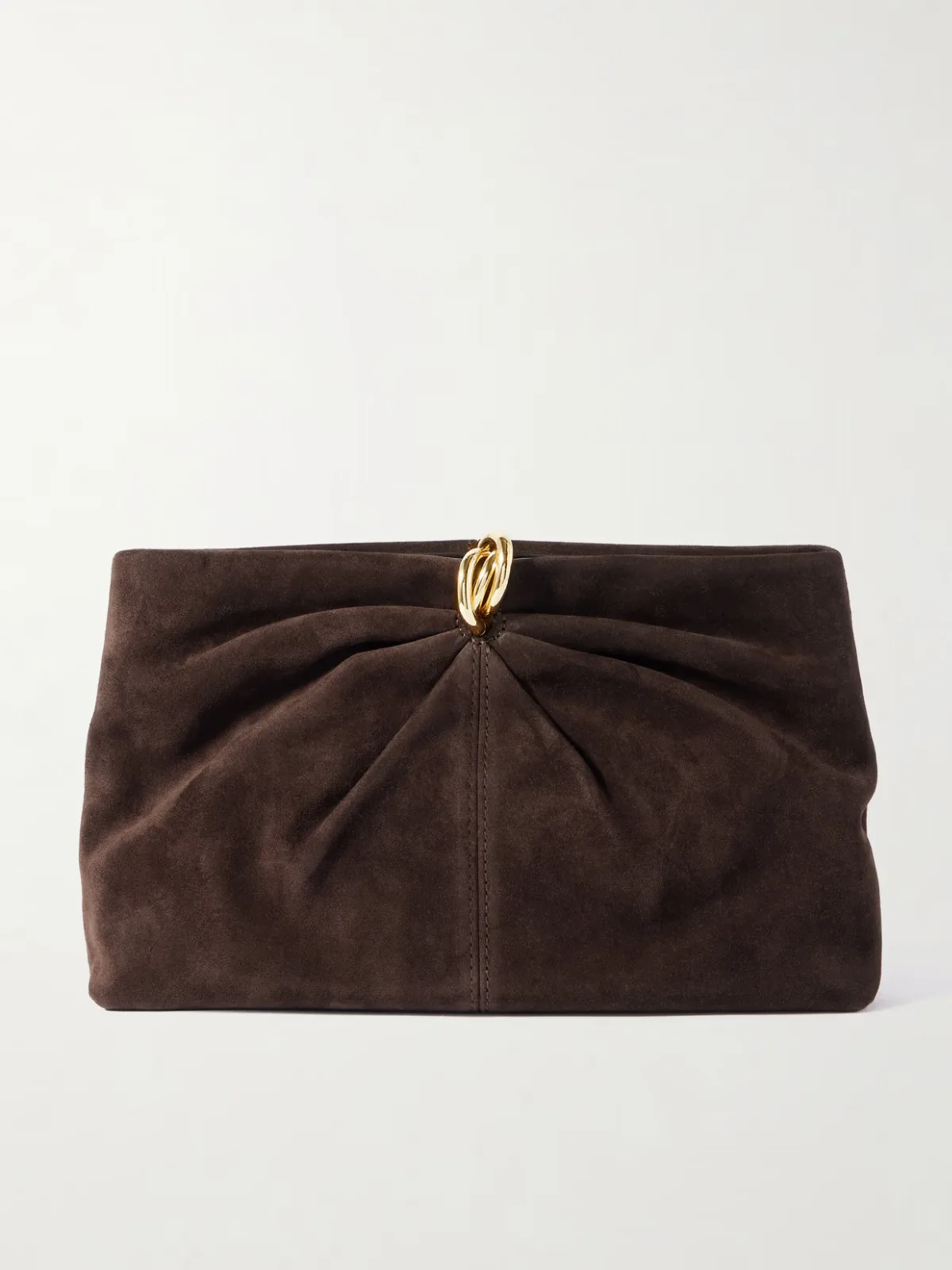- Corrine Gathered Suede Clutch -
