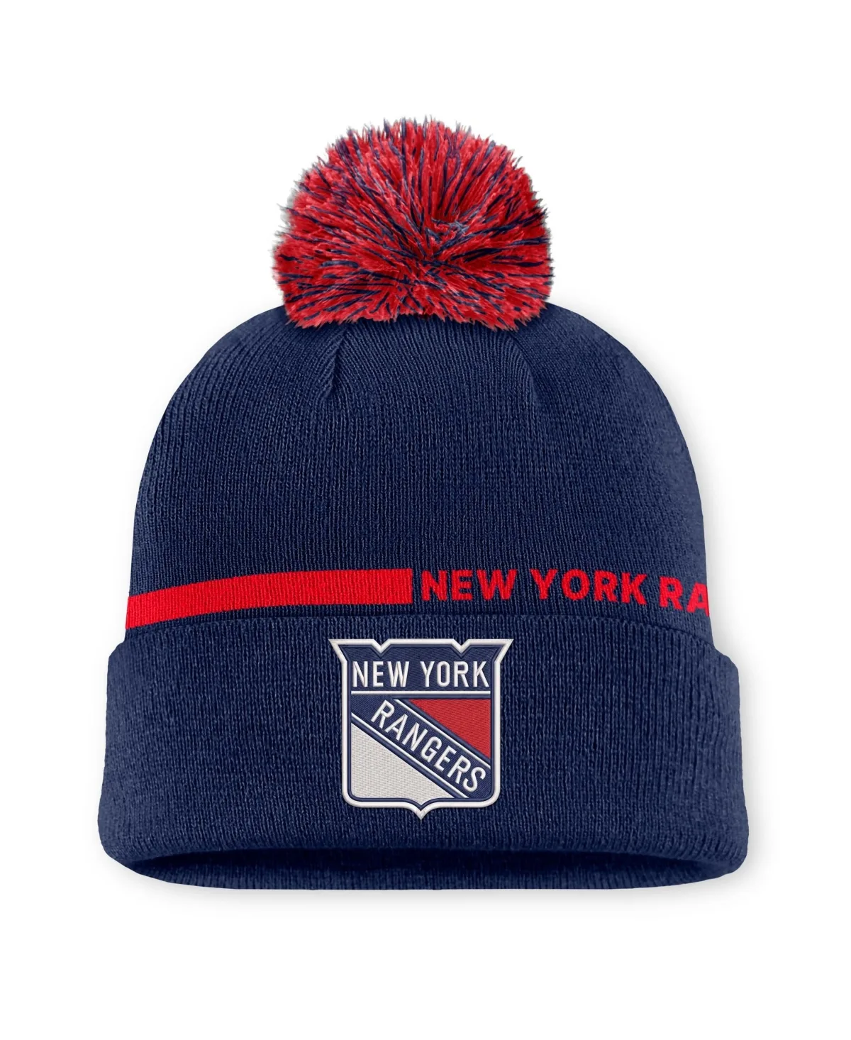 New York Rangers Authentic Pro Alternate Cuffed Knit with Pom Hat by Fanatics