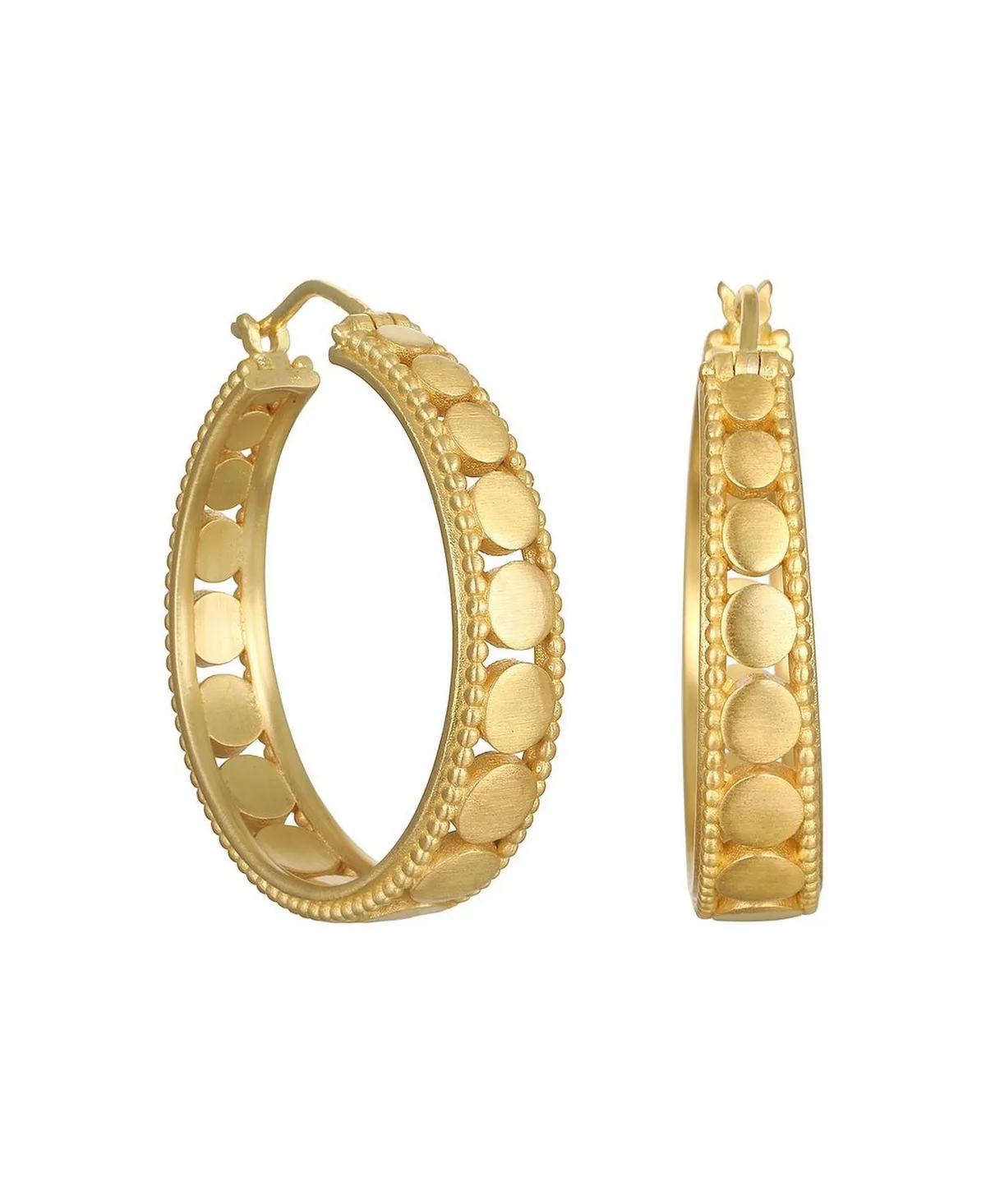 Gold-Tone Circle of Light Cutout Huggie Hoop Earrings by Satya Jewelry