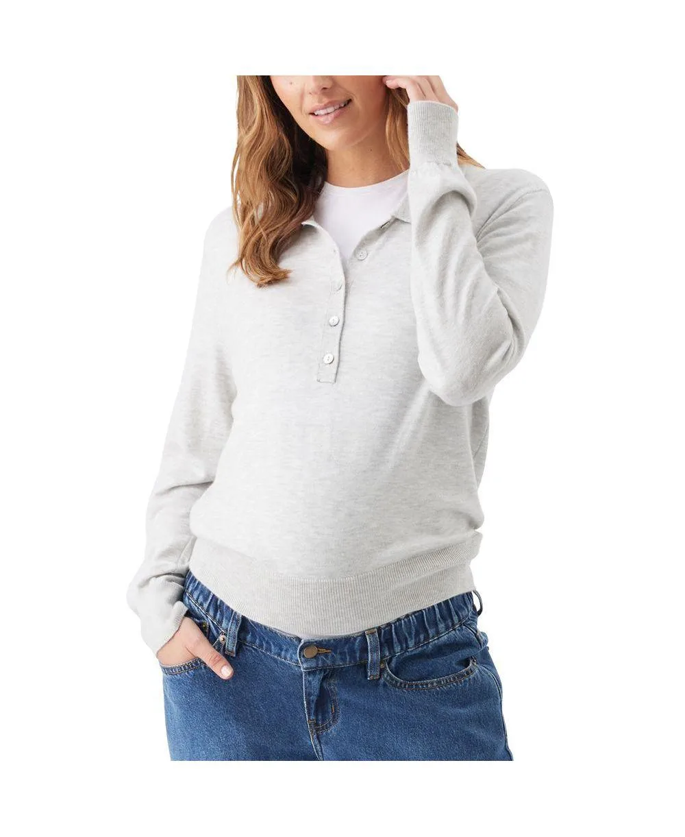 Piper Collared Long-Sleeve Relaxed-Fit Sweater by Ripe Maternity