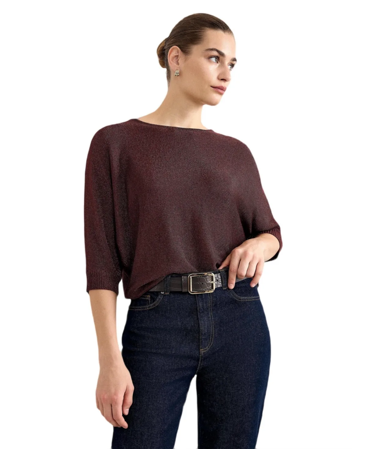Cristine Metallic Batwing Jumper by Phase Eight