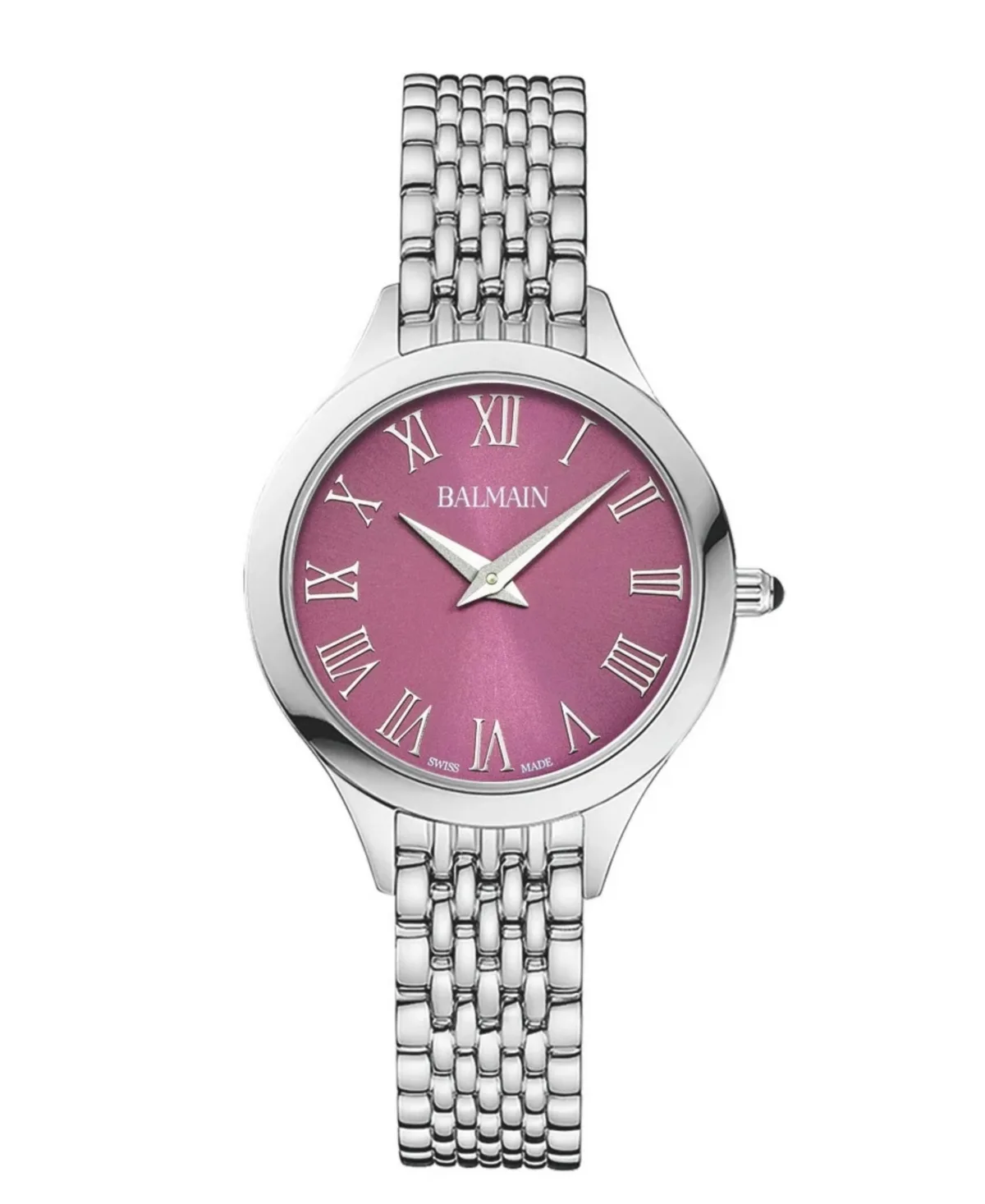 Swiss Quartz Sapphire Crystal Silver Stainless Steel Watch 29mm